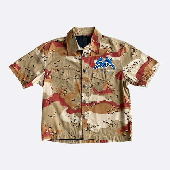 Chrome Hearts Sex Records Desert Camo Short Sleeve Button Up Shirt - Picture 1 of 6